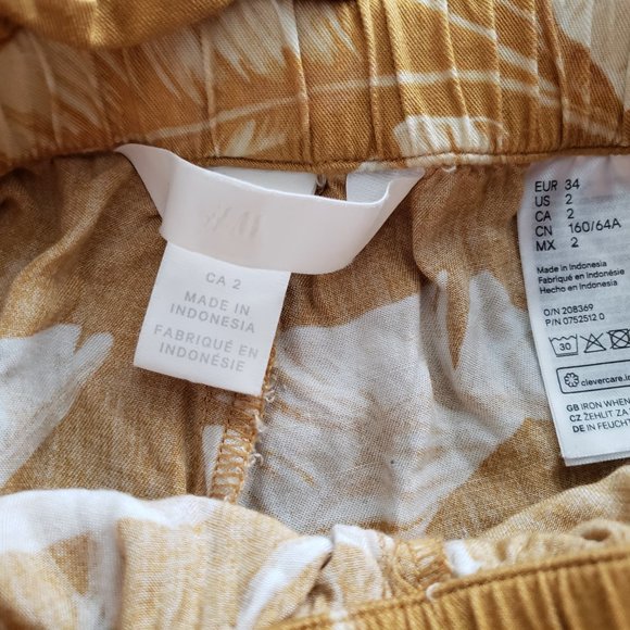 H&M WIDE LEG TROUSERS PALM PRINT CULOTTES - Picture 6 of 6